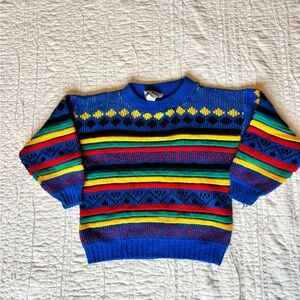 80s/90s Kids Multicolor Sweater Youth Size Small Vintage
